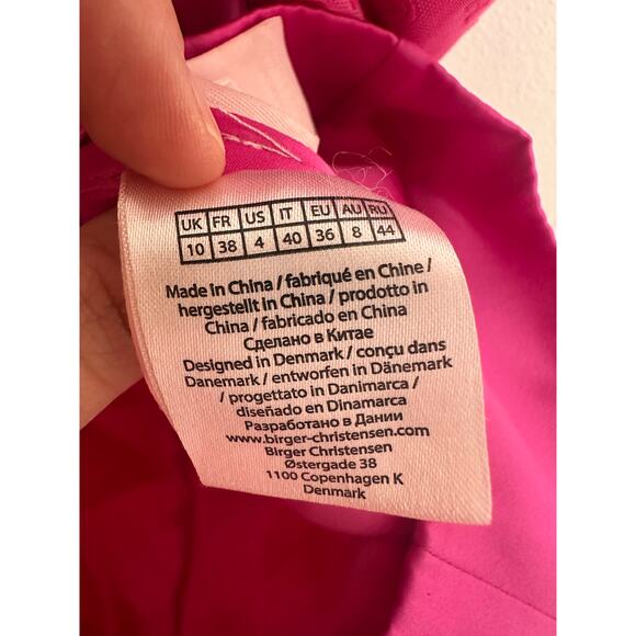 ROTATE Birger Christensen Pink Satin Strapless Side Zipper Mini Dress size US 4 - Picture 15 of 16